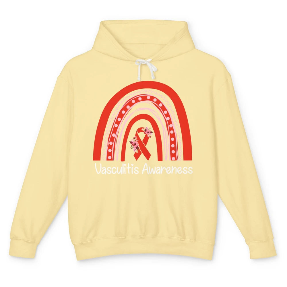 Vasculitis Awareness Red Ribbon Rainbow Blood Vessel Disease Unisex Lightweight Hoodie