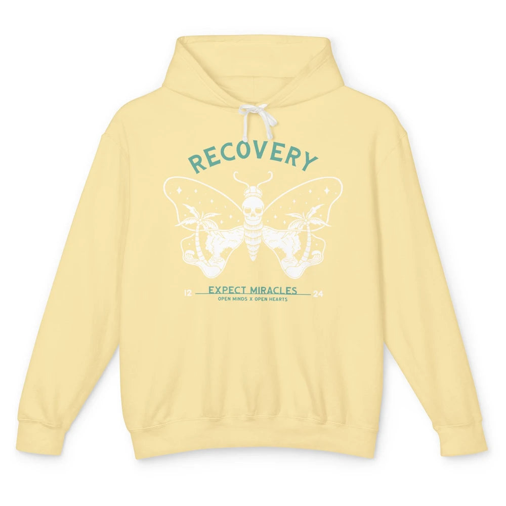 Butterfly Skull Skeleton Addiction Recovery Awareness Gothic Unisex Lightweight Hoodie