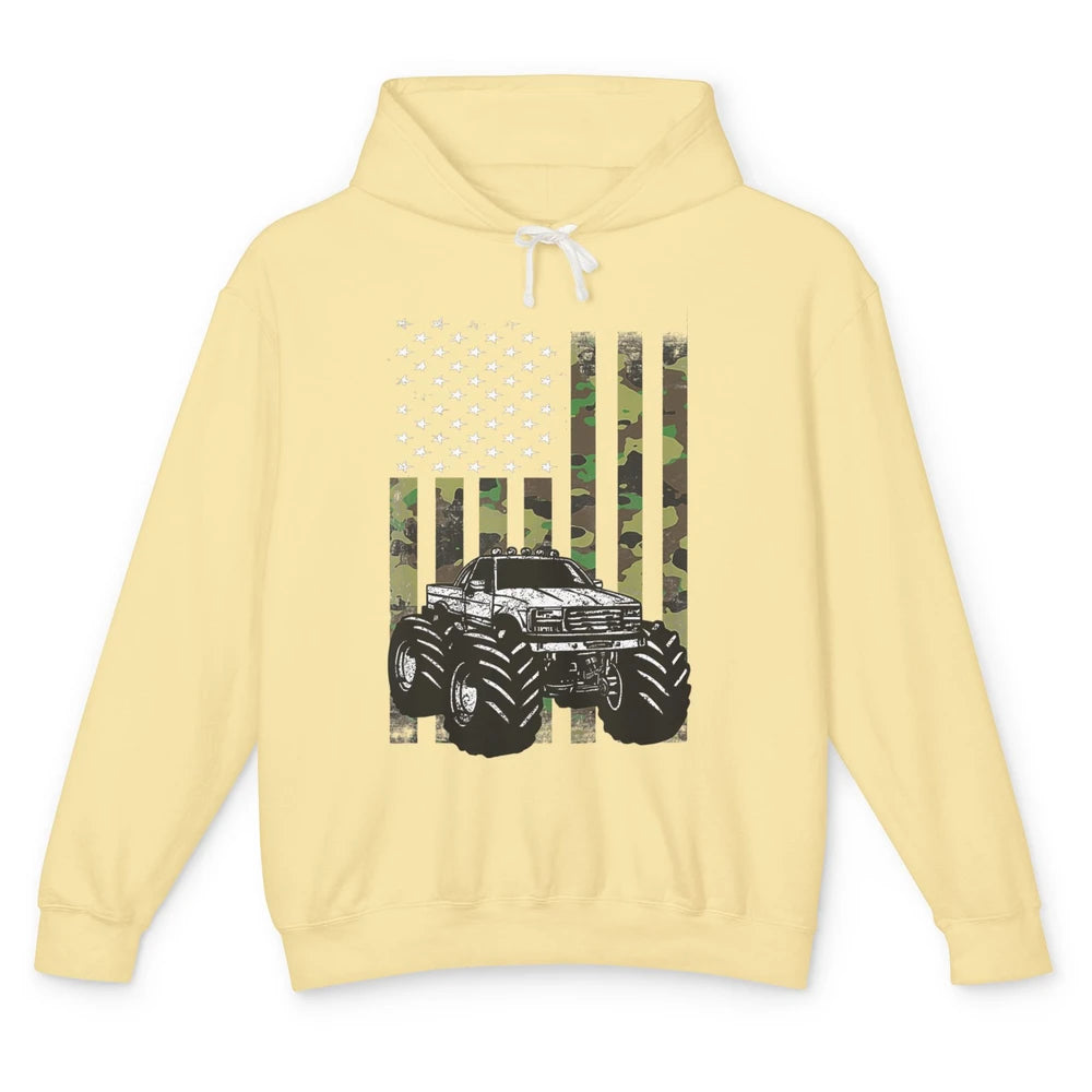 Truck Camo Flag Mud Ride Retro UTV SXS Racer Four Wheeler Unisex Lightweight Hoodie