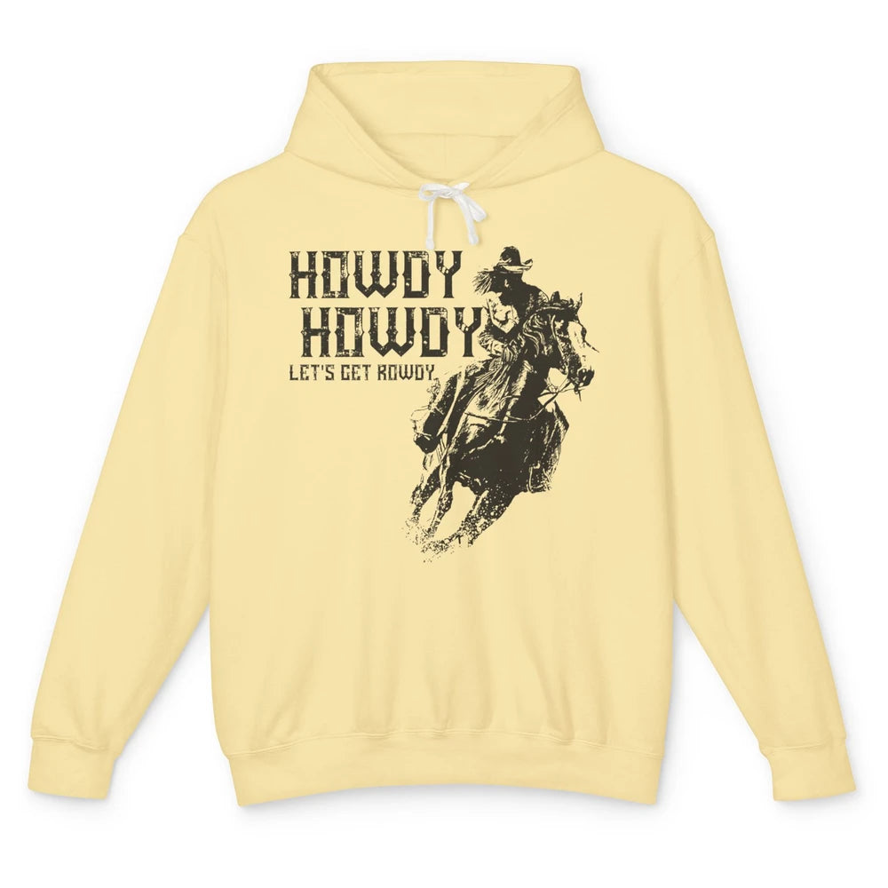 Retro Howdy Cowboy Rodeo Riding Horse Western Country Men Unisex Lightweight Hoodie