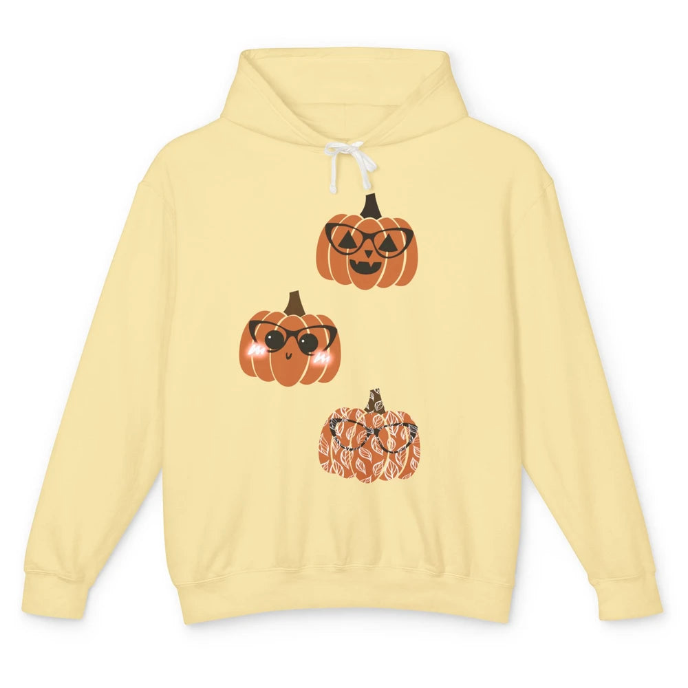 Three Pumpkin Eyeglasses Optician Life Halloween Optometrist Unisex Lightweight Hoodie