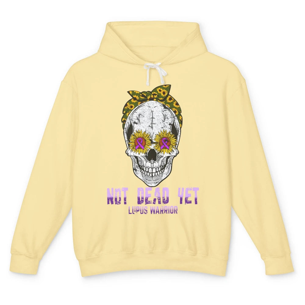 Not Dead Yet Skull Lupus Awareness Funny Sunflower Skeleton Unisex Lightweight Hoodie