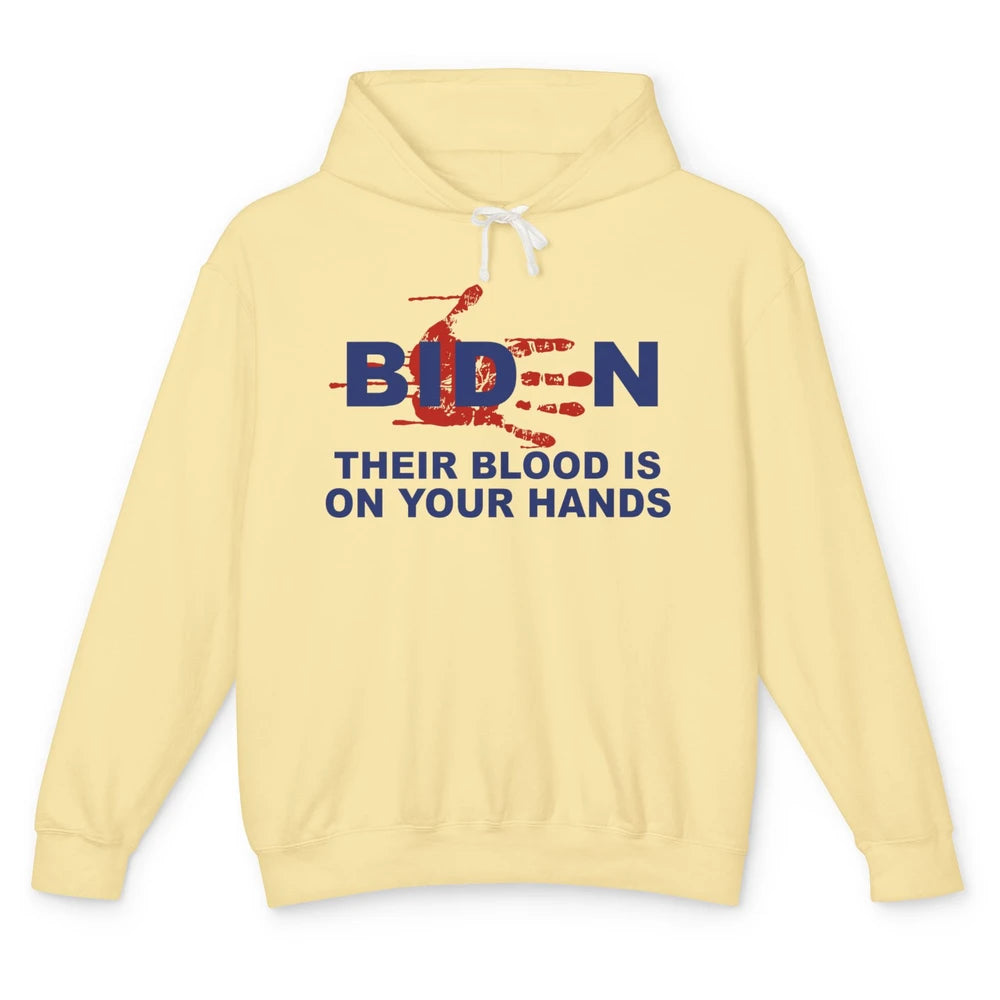 Funny Joe Biden Red Hand Anti Biden Liberal Republican Gift Unisex Lightweight Hoodie