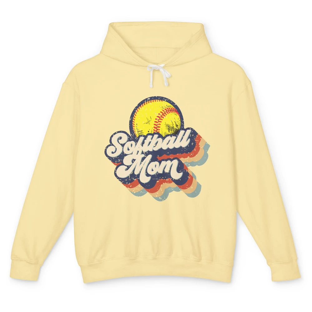 Retro Softball Mom Catcher Pitcher Mothers Softball Player Unisex Lightweight Hoodie