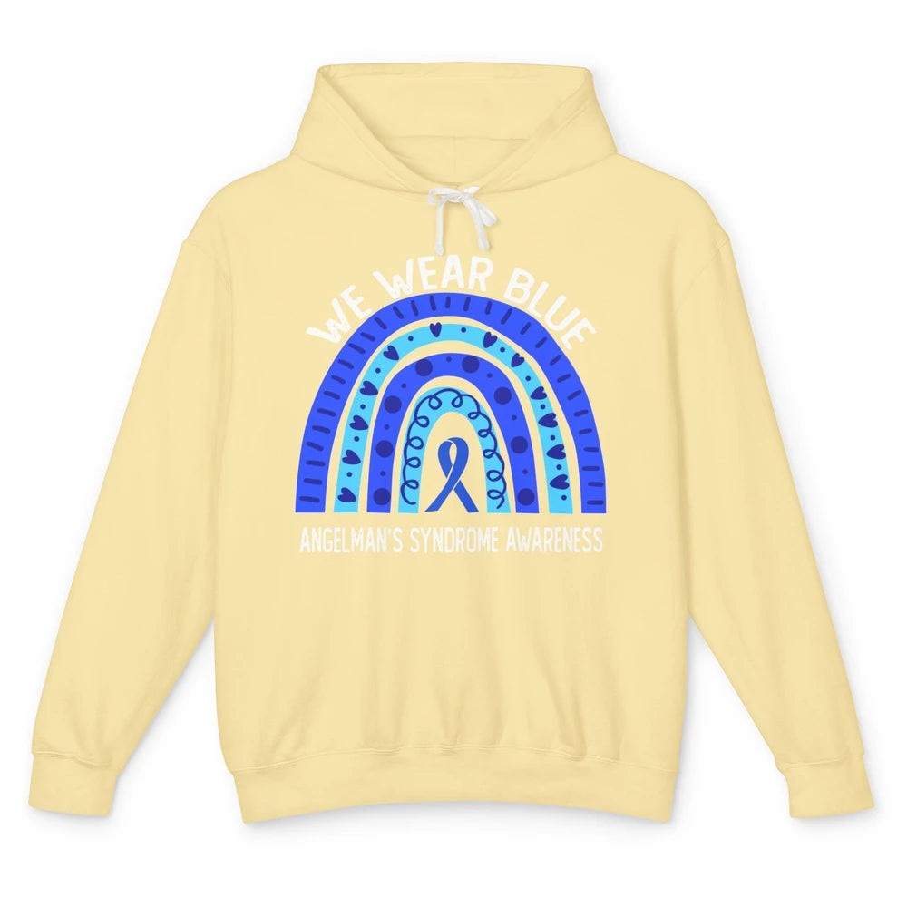 We Wear Blue For Angelman's Syndrome Blue Ribbon Rainbow Unisex Lightweight Hoodie