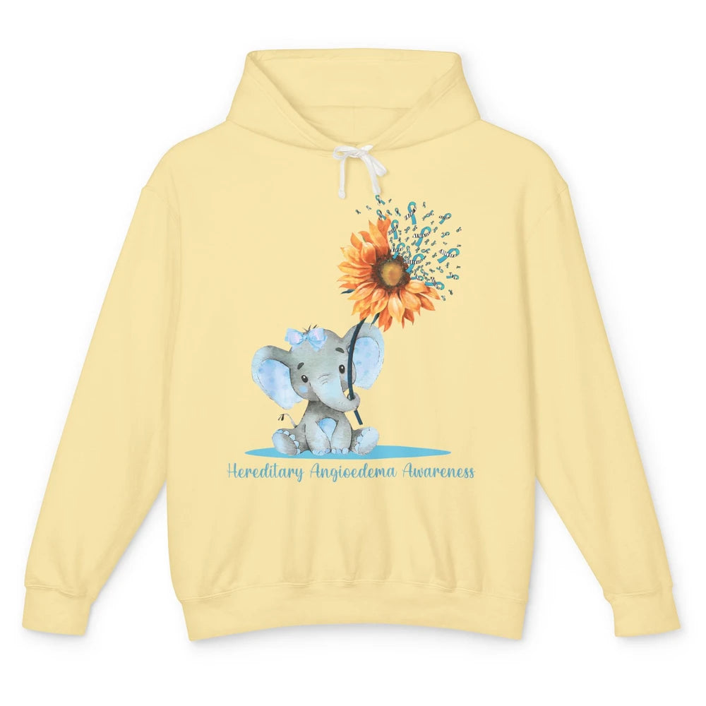 Hereditary Angioedema Awareness Ribbon Baby Elephant Daisy Unisex Lightweight Hoodie