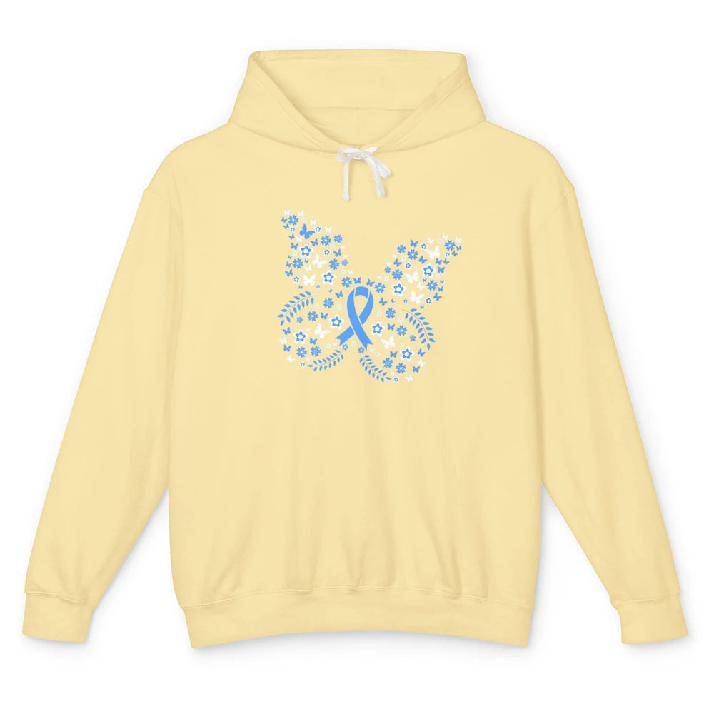 Cool Butterfly Warrior Blue Ribbon Prostate Cancer Awareness Unisex Lightweight Hoodie