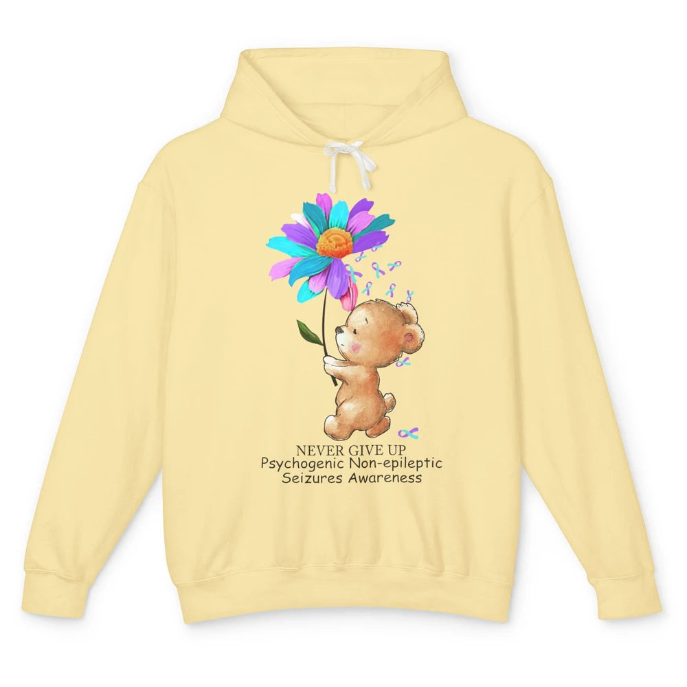 PNES Awareness Purple Teal Ribbon Sunflower Baby Elephant Unisex Lightweight Hoodie