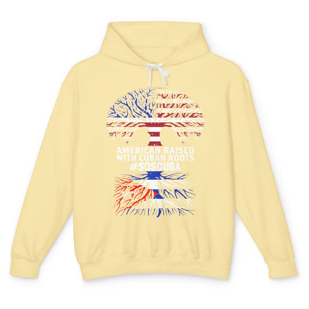 American Raised With Cuban Roots Cuban Flag Cuban Tree Unisex Lightweight Hoodie