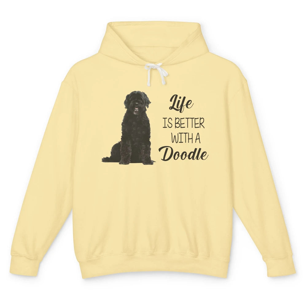 Black Labradoodle Life Is Better With A Doodle Dog Mom Gift Unisex Lightweight Hoodie