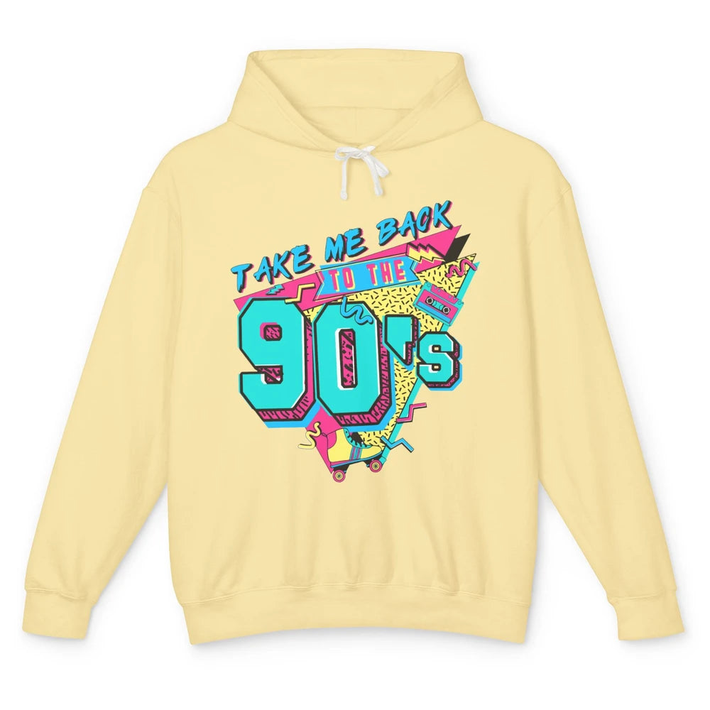 Vintage Take Me Back To The 90s Cassette Retro Rainbow Child Unisex Lightweight Hoodie