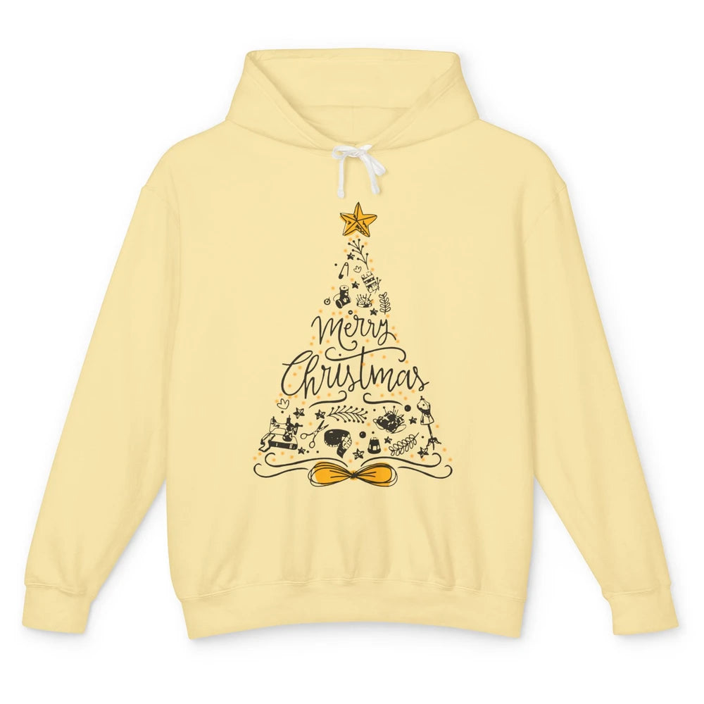 Funny Sewing Merry Christmas Tree Quilting Symbols Christmas Unisex Lightweight Hoodie