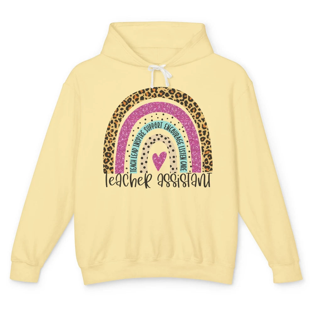 Teacher Assistant Leopard Rainbow Teacher Appreciation Gift Unisex Lightweight Hoodie