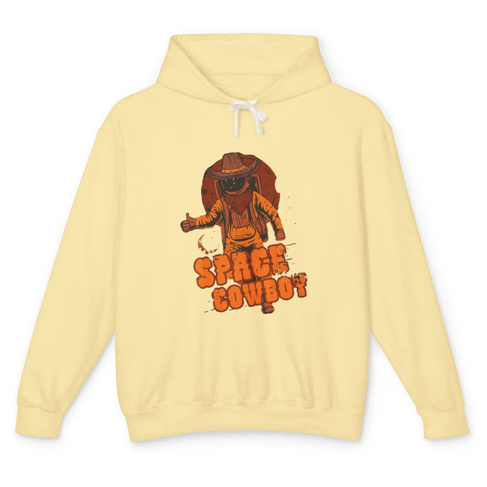 Retro Space Cowboy Cowgirl Rodeo Horse Astronaut Western Unisex Lightweight Hoodie