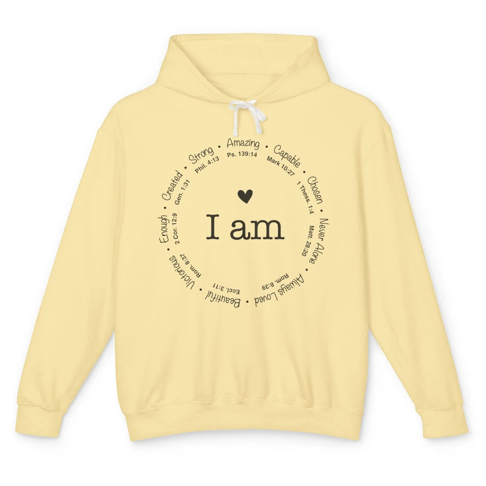 I Am Inspirational Bible Verse Christian Faith Religious Unisex Lightweight Hoodie