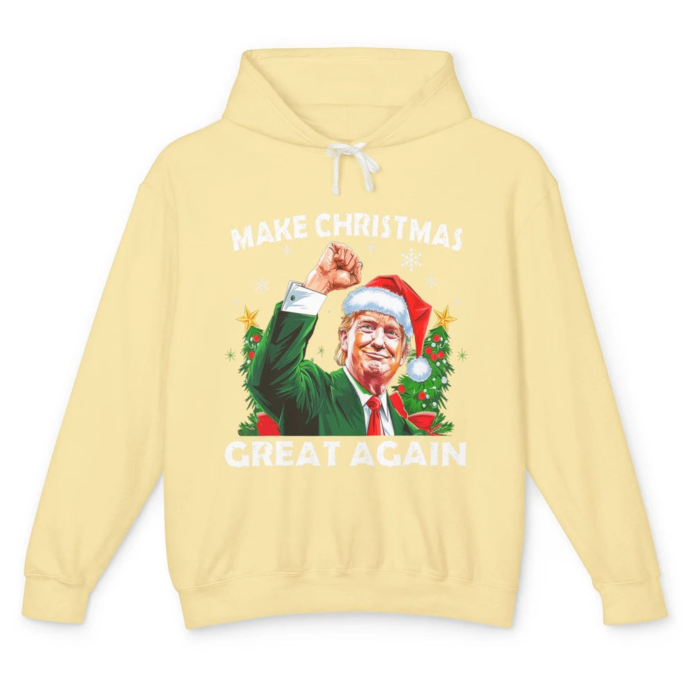 Make Christmas Great Again Funny Santa Trump Political Donald Trump Republican President Xmas Unisex Lightweight Hoodie