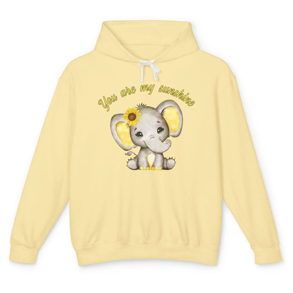 Sunflower Baby Elephant You Are My Sunshine Elephant Mom Unisex Lightweight Hoodie