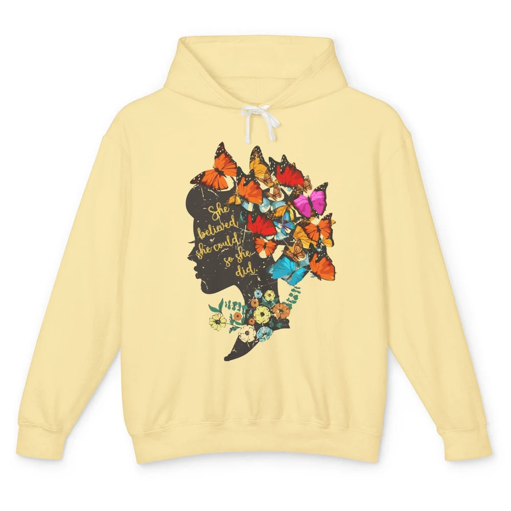 Floral Women Butterfly Inspirational Saying Mental Health Unisex Lightweight Hoodie