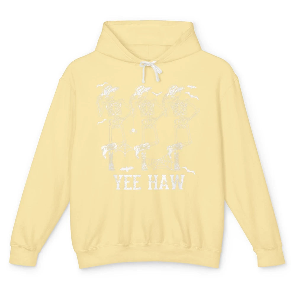 Yee Haw Skeleton Dancing Cowboy Boots Howdy Western Rodeo Unisex Lightweight Hoodie