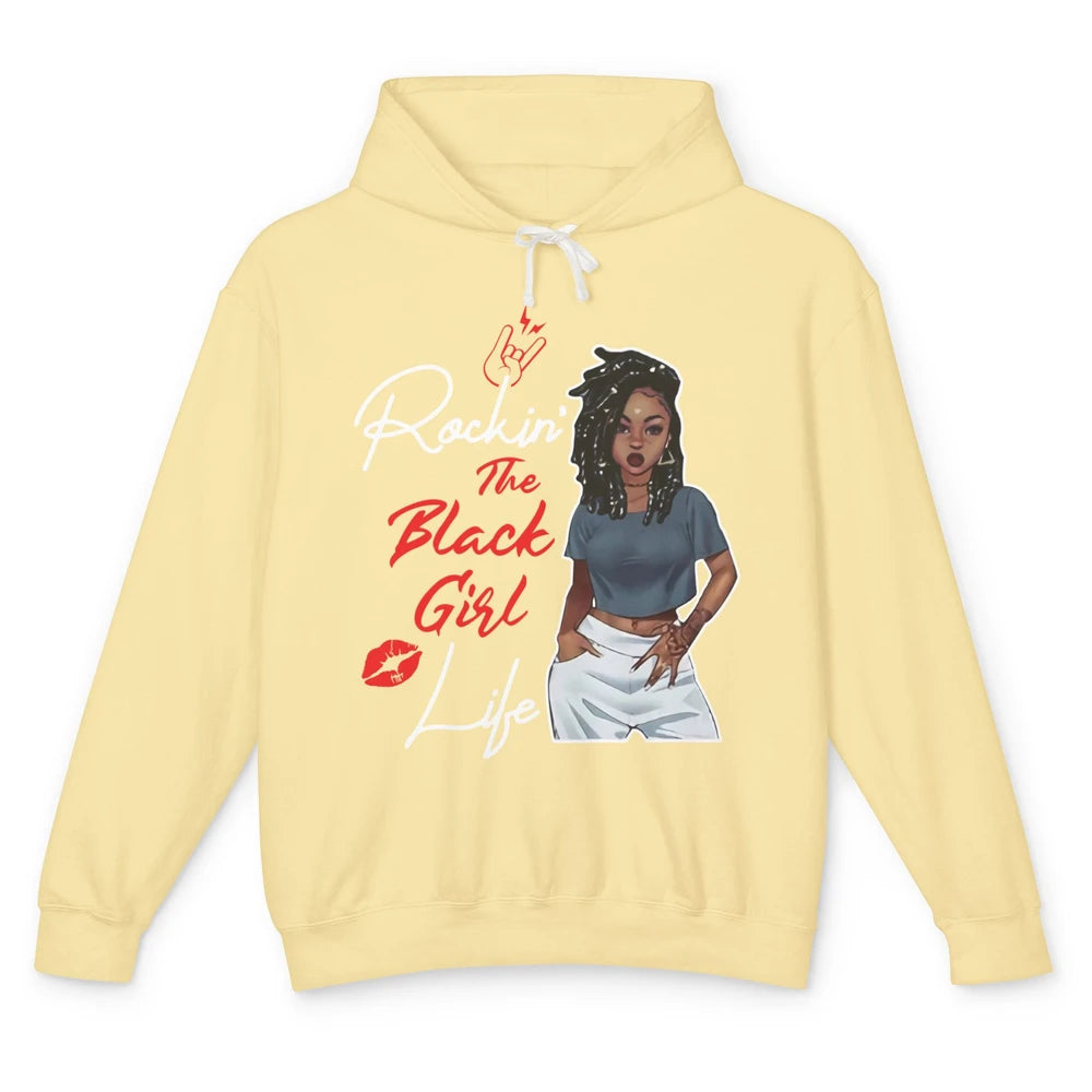 Rockin' The Black Girl Life Black Women Pride Afro Melanin Unisex Lightweight Hoodie