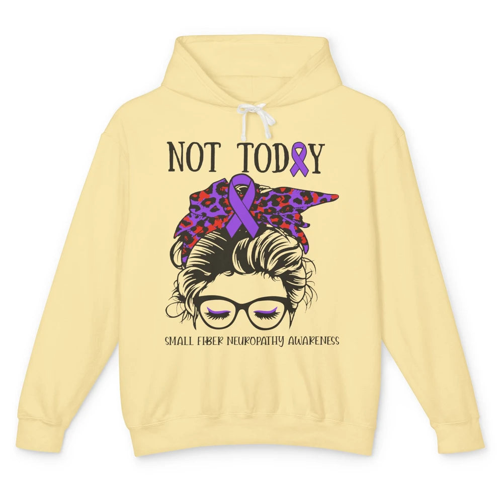 Small Fiber Neuropathy Awareness Ribbon Messy Bun Not Today Unisex Lightweight Hoodie