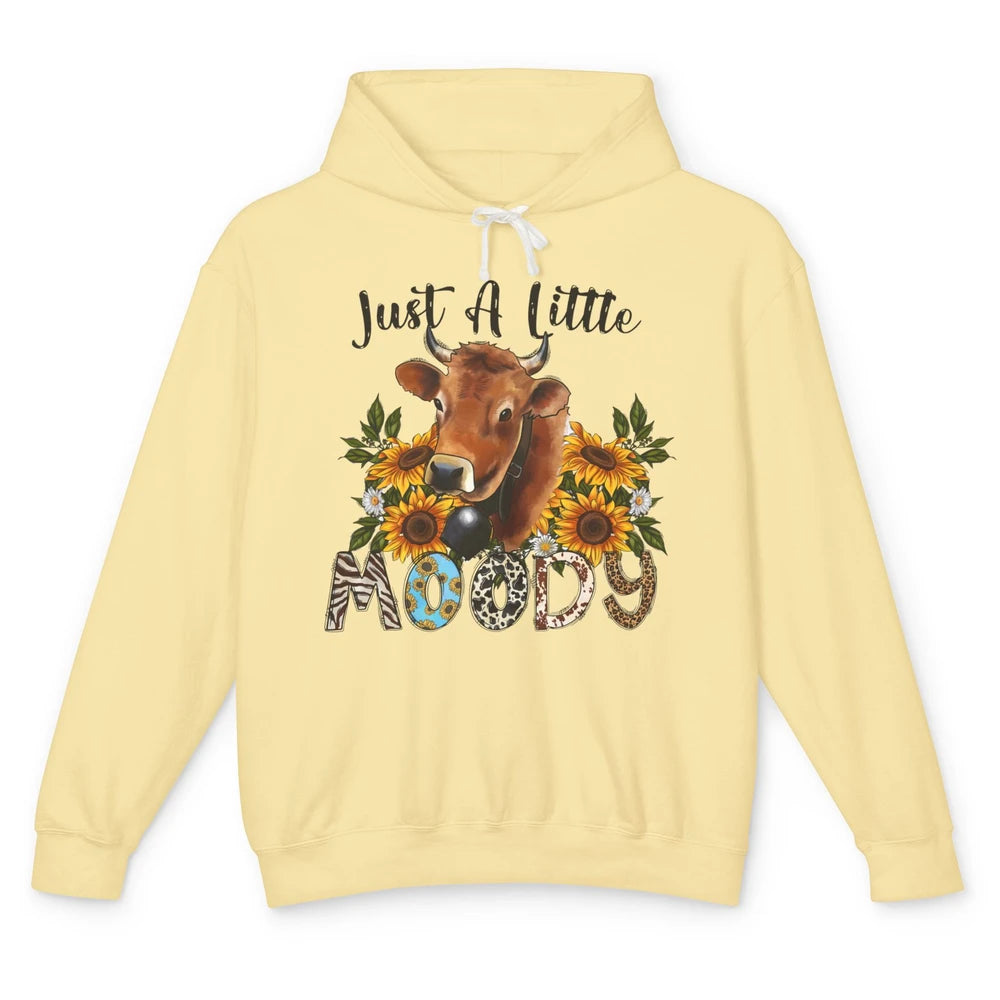 Sunflower Cow Just A Little Moody Leopard Western Country Unisex Lightweight Hoodie