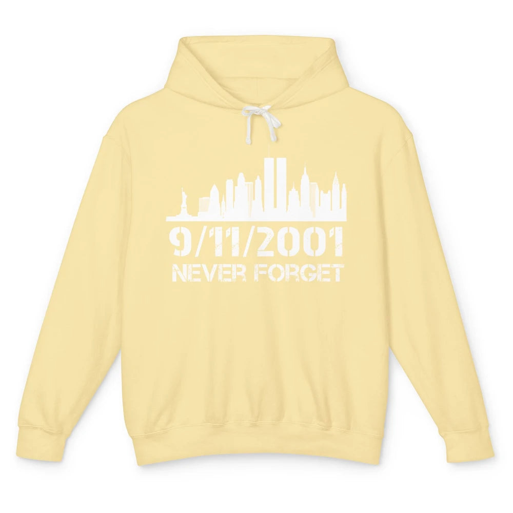 Never Forget 9/11 20th Anniversary Patriot Memorial Day Unisex Lightweight Hoodie