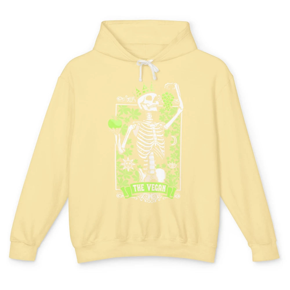 Funny Skeleton The Vegan Tarot Card Vegetarian Animal Lovers Unisex Lightweight Hoodie