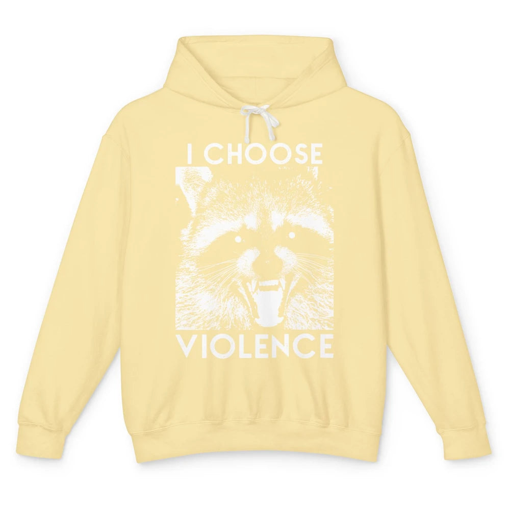 Funny Raccoon Disobey I Choose Violence Sarcastic Raccoon Unisex Lightweight Hoodie