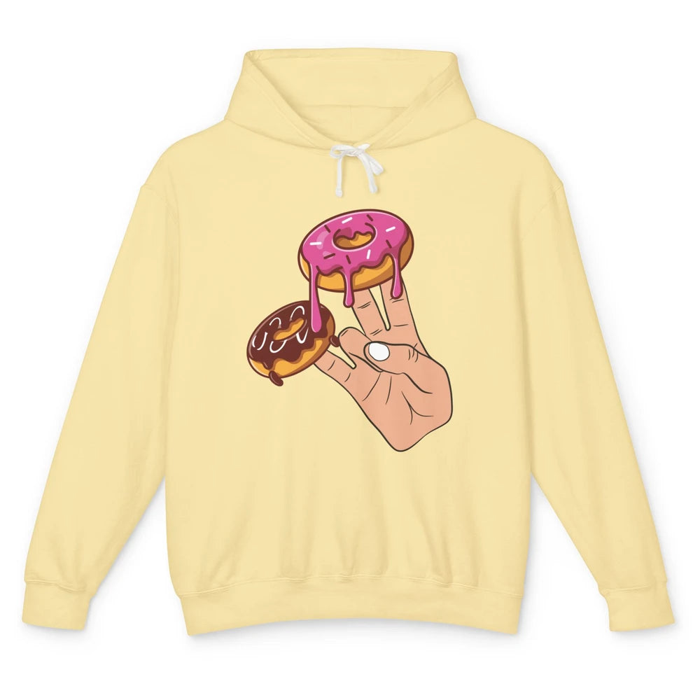 Funny Donut Two In Pink Shocker Men Women Sarcastic Doughnut Unisex Lightweight Hoodie