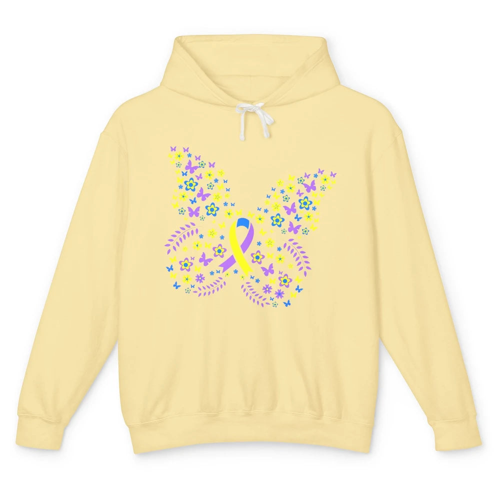 Cute Butterfly Bladder Cancer Awareness Warrior Ribbon Fight Unisex Lightweight Hoodie