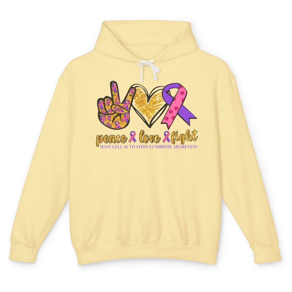 Mast Cell Activation Syndrome Awareness Peace Love Fight Unisex Lightweight Hoodie