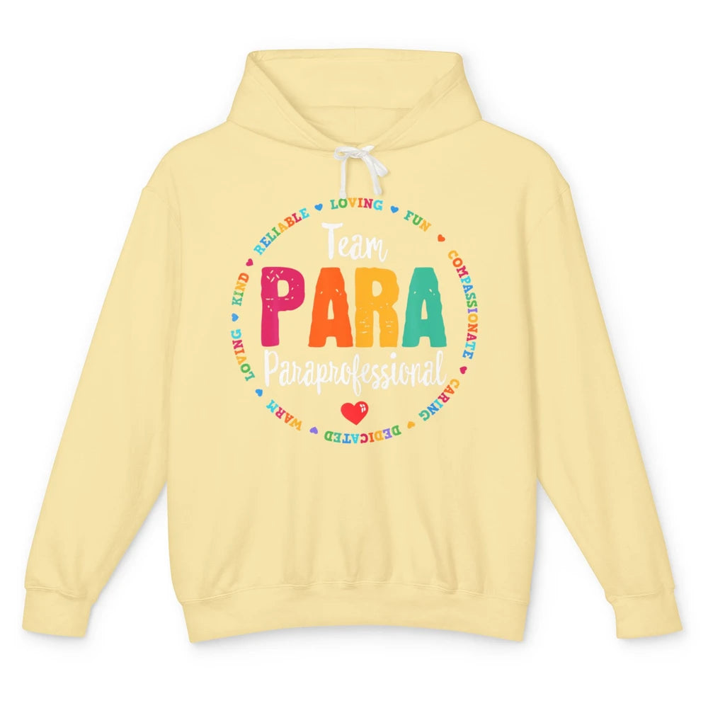 Team Paraprofessional Para Teacher Assistant Education Heart Unisex Lightweight Hoodie