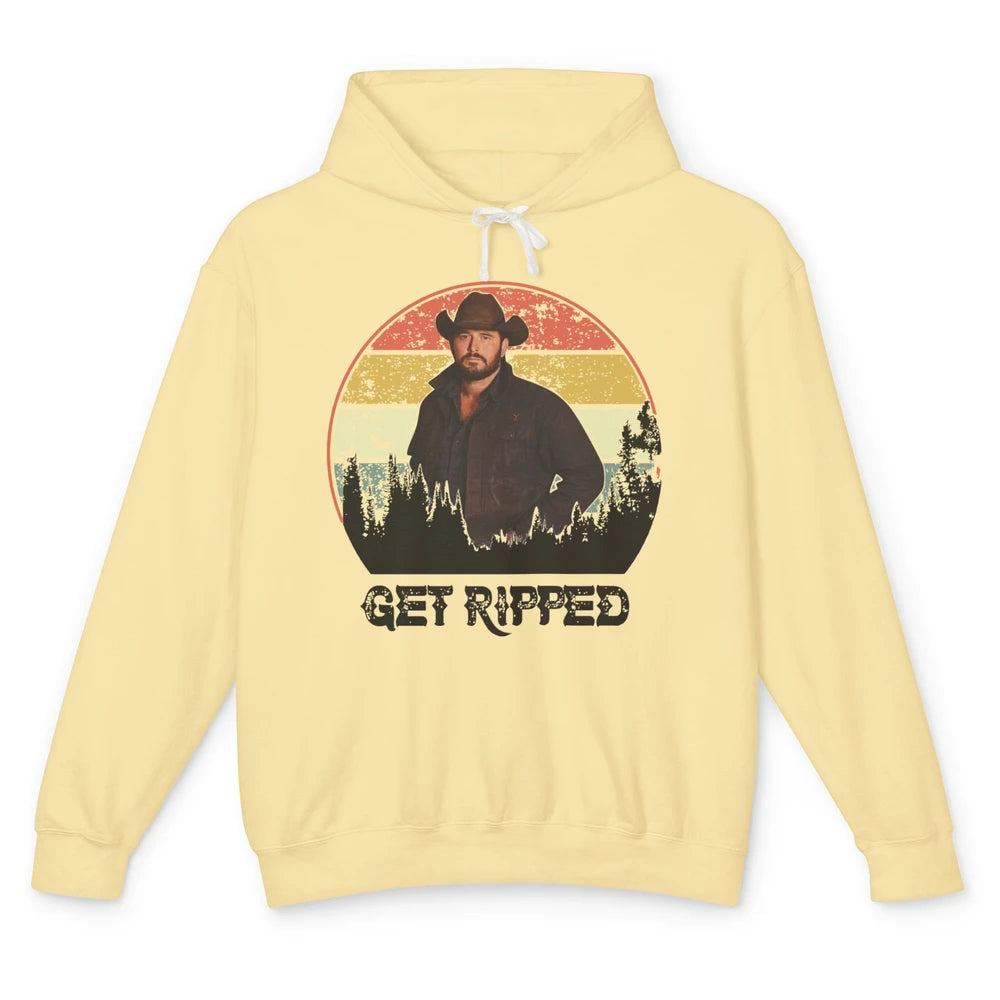 Vintage Cowboy Get Ripped Western Country Music Rodeo Dad Unisex Lightweight Hoodie