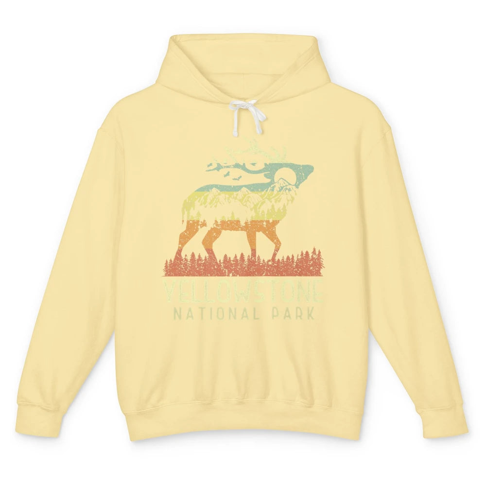 Yellowstone National Park Reindeer Mountains Vintage Outdoor Unisex Lightweight Hoodie