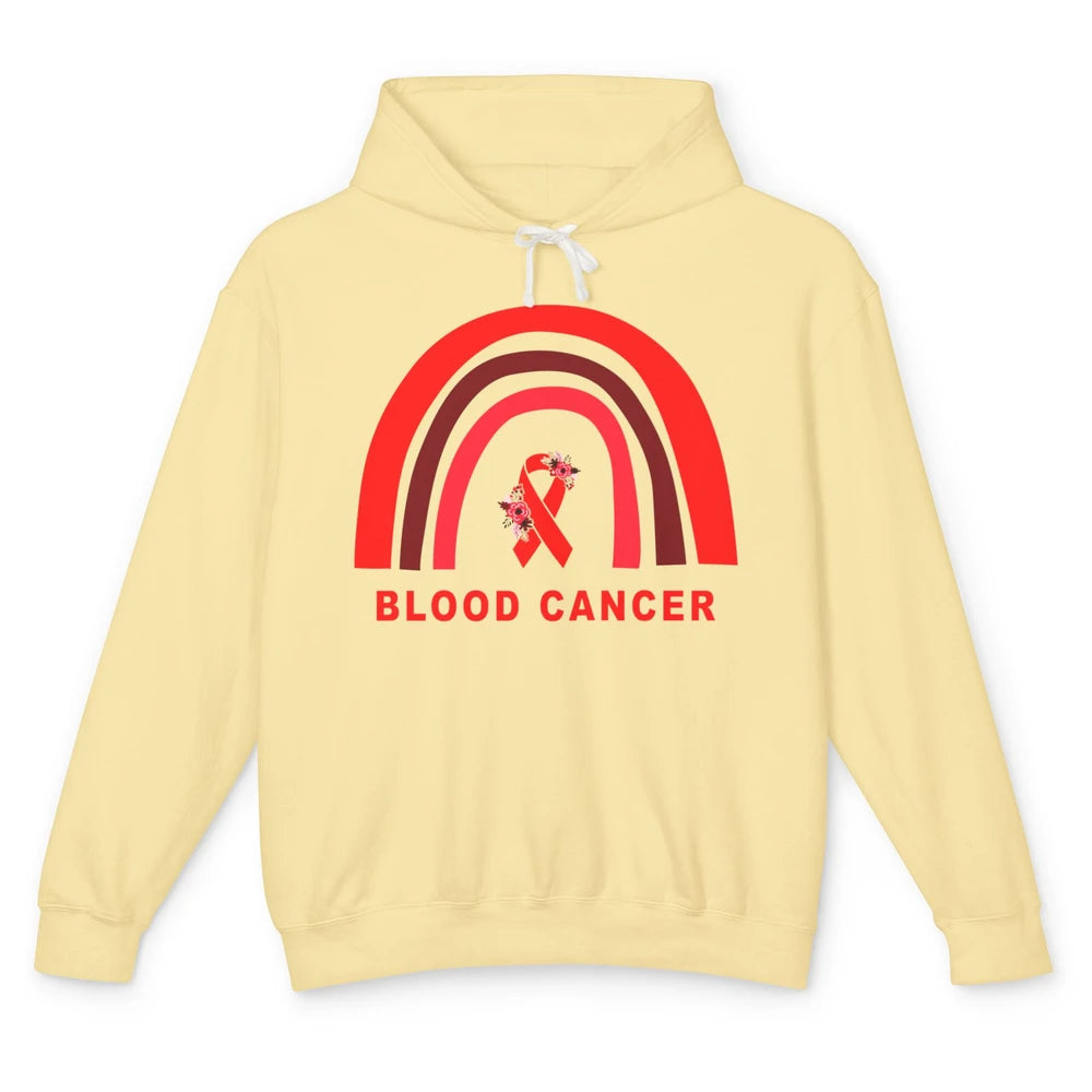 Blood Cancer Awareness Floral Red Ribbon Cute Rainbow Unisex Lightweight Hoodie