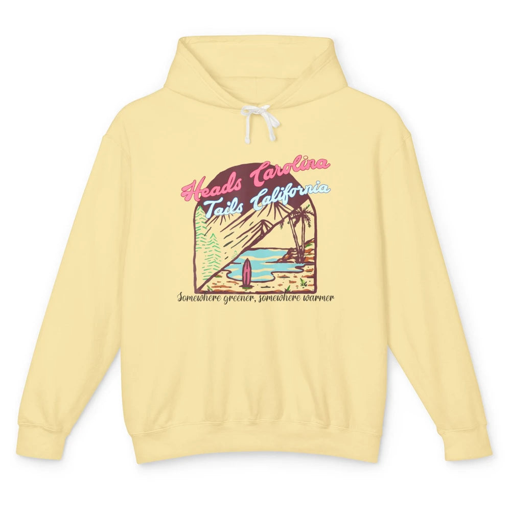 Western Heads Carolina Tails California Retro Beach Surf Unisex Lightweight Hoodie