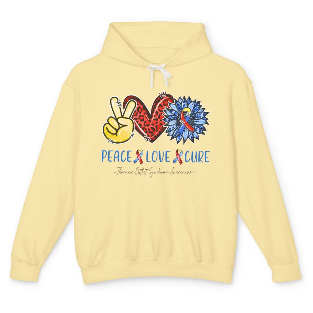 Thoracic Outlet Syndrome Awareness Peace Love Cure Sunflower Unisex Lightweight Hoodie