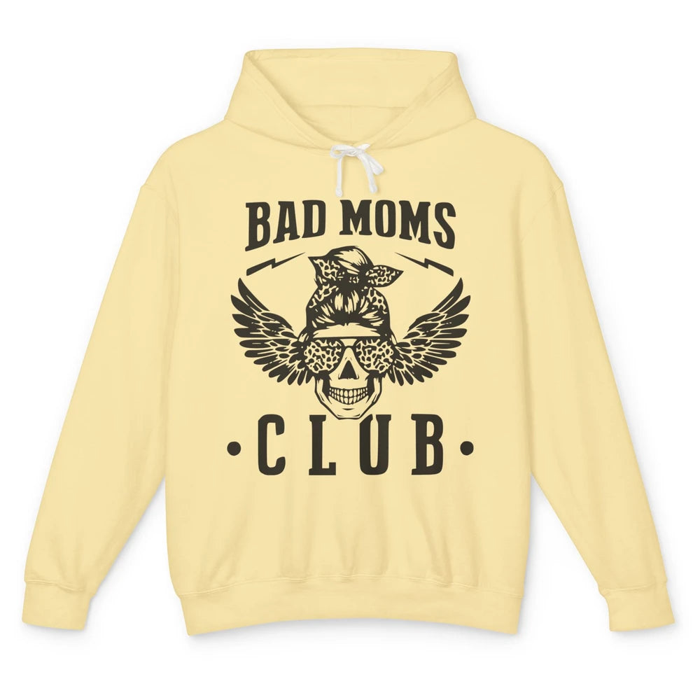 Funny Messy Bun Proud Of Member Of Bad Moms Club Leopard Unisex Lightweight Hoodie