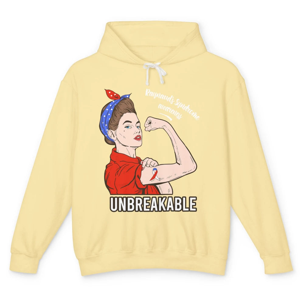 Raynaud's Syndrome Red Blue Ribbon Strong Woman Unbreakable Unisex Lightweight Hoodie