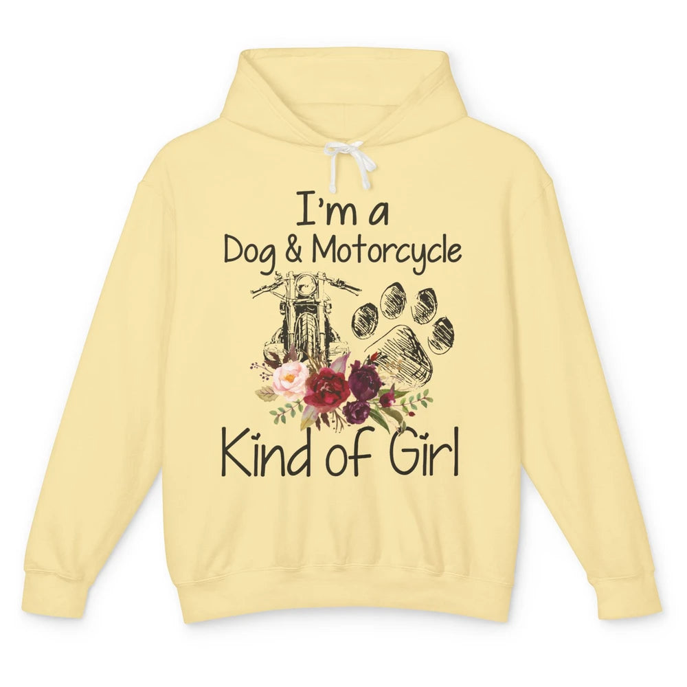 Retro Floral Motorbike I'm Dog Motorcycle Kinda Girl Dog Mom Unisex Lightweight Hoodie