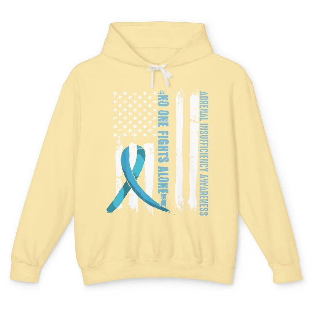 Adrenal Insufficiency Awareness No One Fight Alone US Flag Unisex Lightweight Hoodie