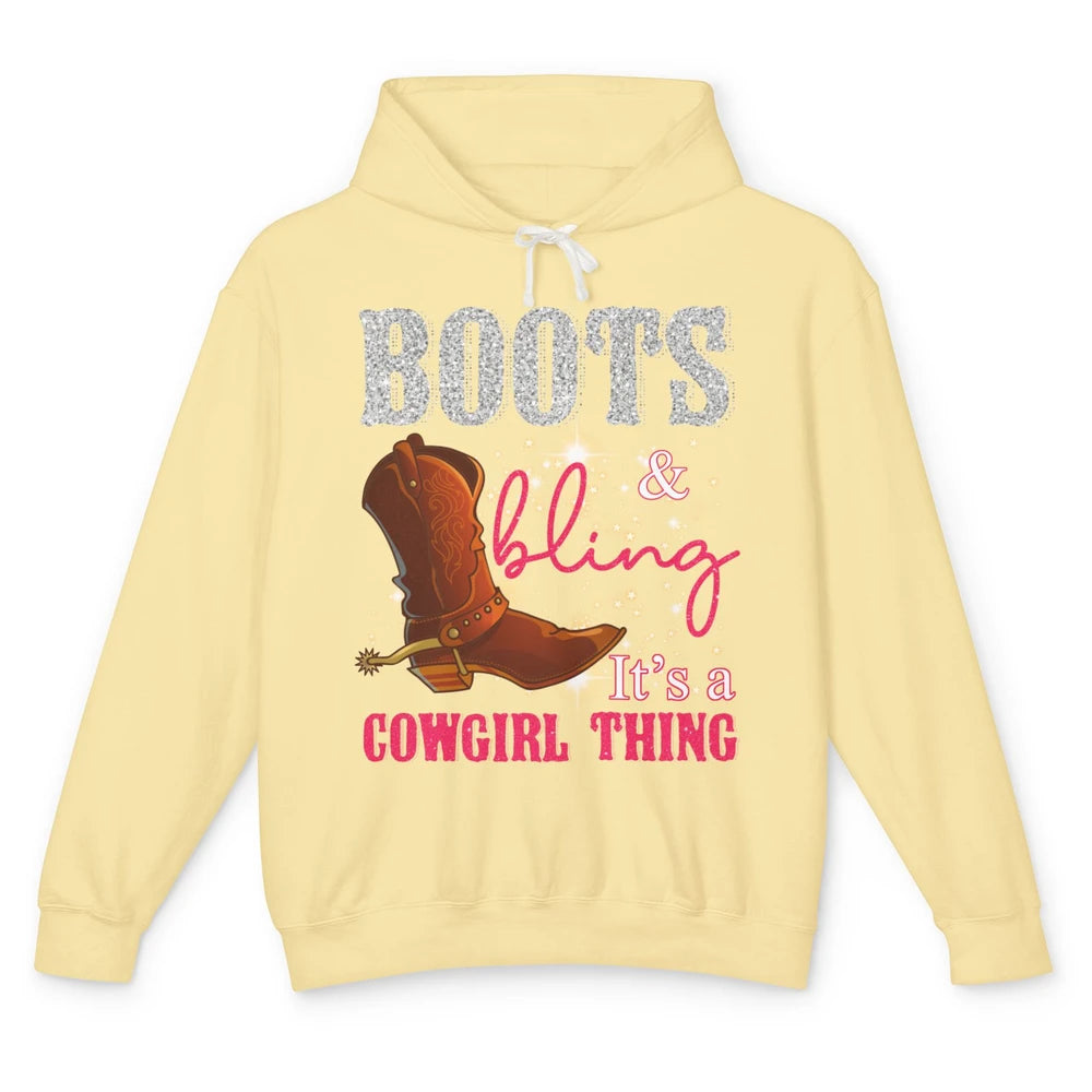 Western Country Cowgirl Thing Boots Bling Women Rodeo Cowboy Unisex Lightweight Hoodie