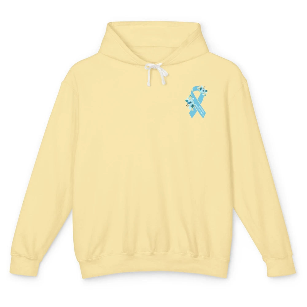 Adrenal Insufficiency Awareness Floral Light Blue Ribbon Unisex Lightweight Hoodie