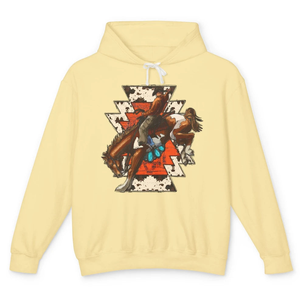 Aztec Cowhide Rodeo Hold Your Horses Cowboy Western Gemstone Unisex Lightweight Hoodie