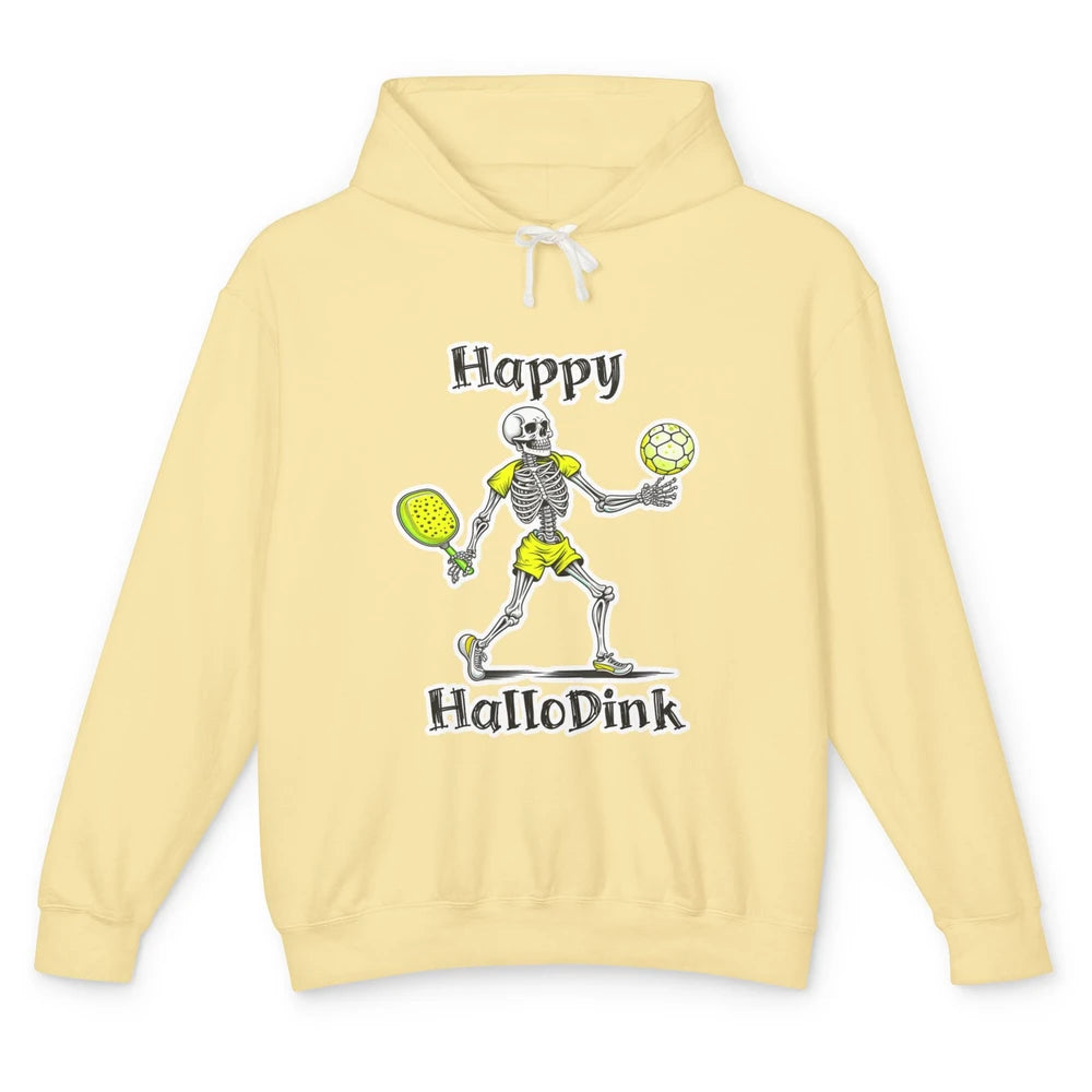 Funny Hallodink Pickle Ball Skeleton Halloween Spooky Pun Unisex Lightweight Hoodie