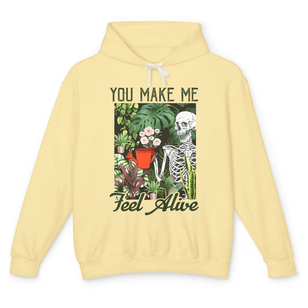 Make Me Feel Alive Skeleton Plant Flower Botanical Garden Unisex Lightweight Hoodie