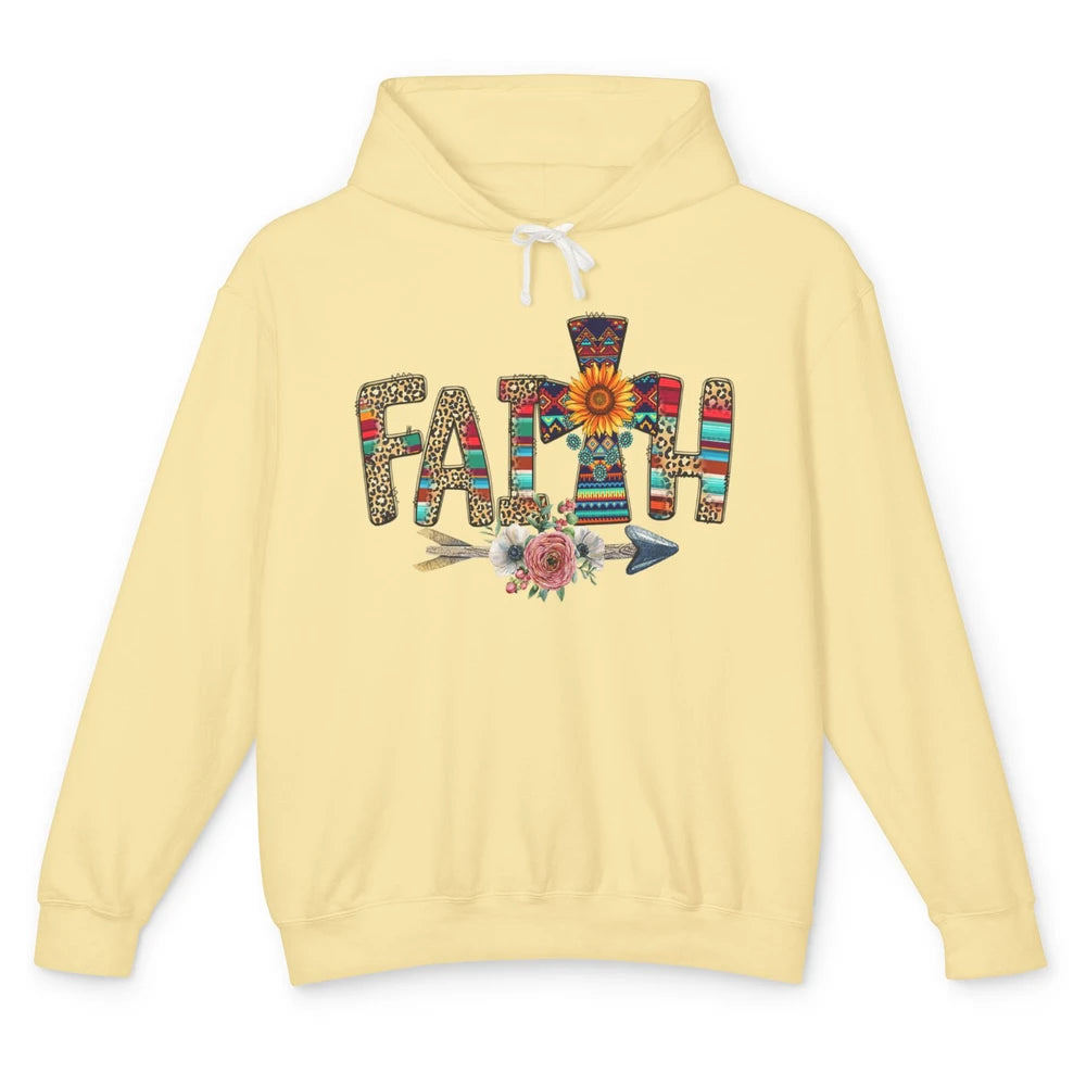 Leopard Serape Faith Religious Western Country Christian God Unisex Lightweight Hoodie