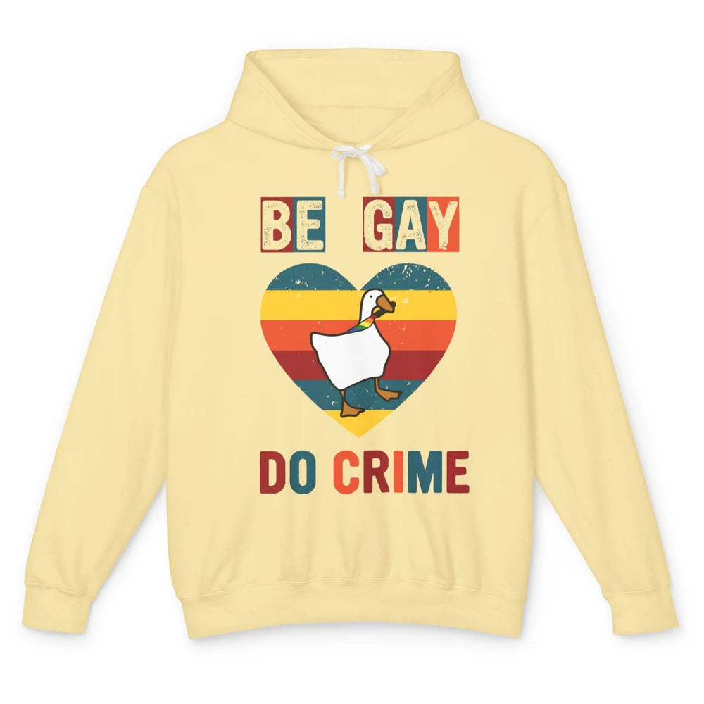 Vintage Duck Rainbow Be Gay Do Crime LGBTQ Community Rights Unisex Lightweight Hoodie