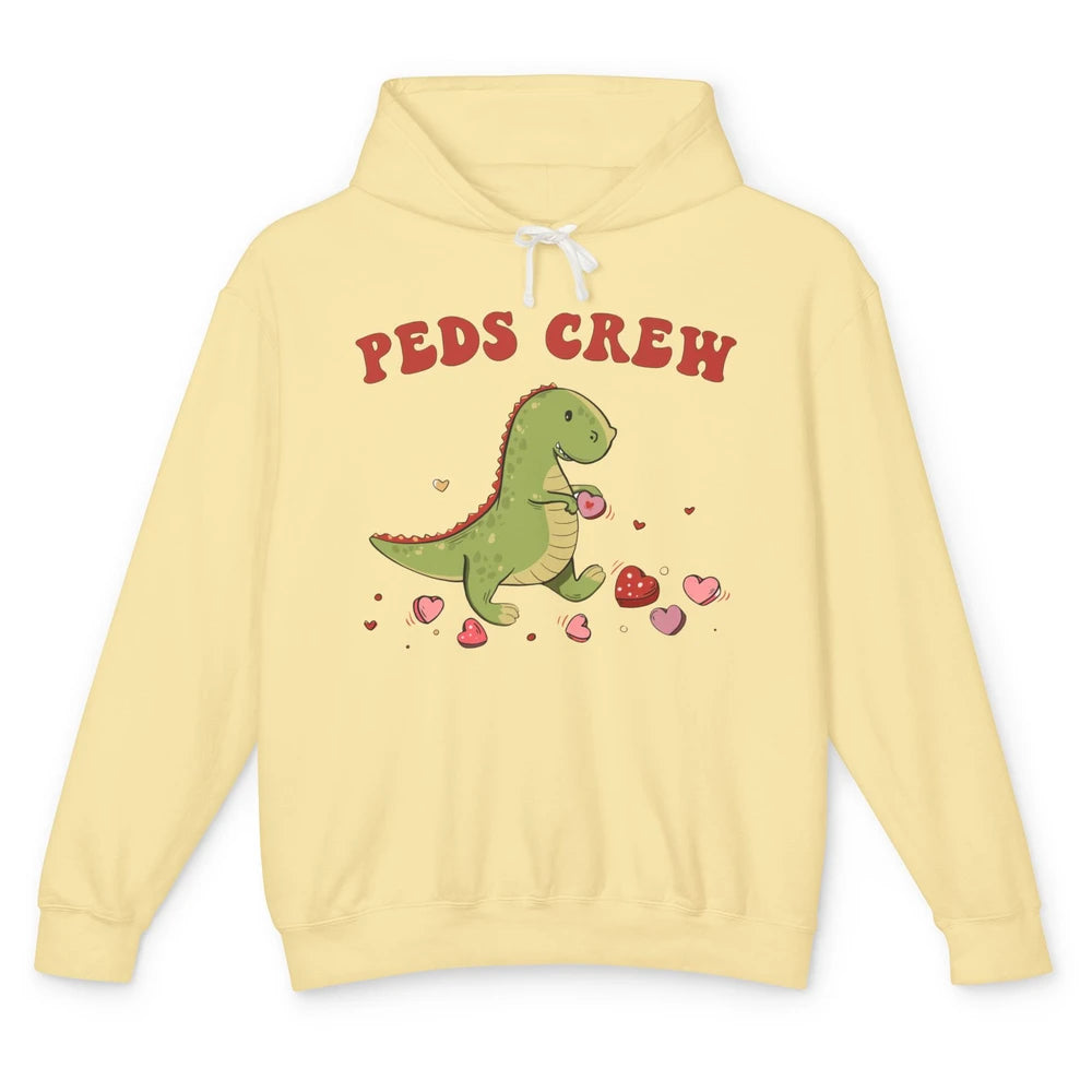 Pediatric Nurse Valentines Dinosaur Peds Crew Valentines Day Unisex Lightweight Hoodie